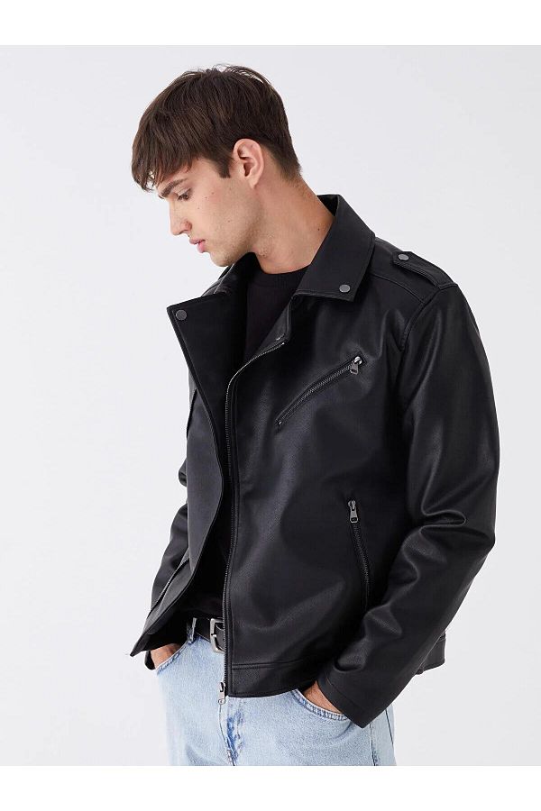 Leather look coat on sale