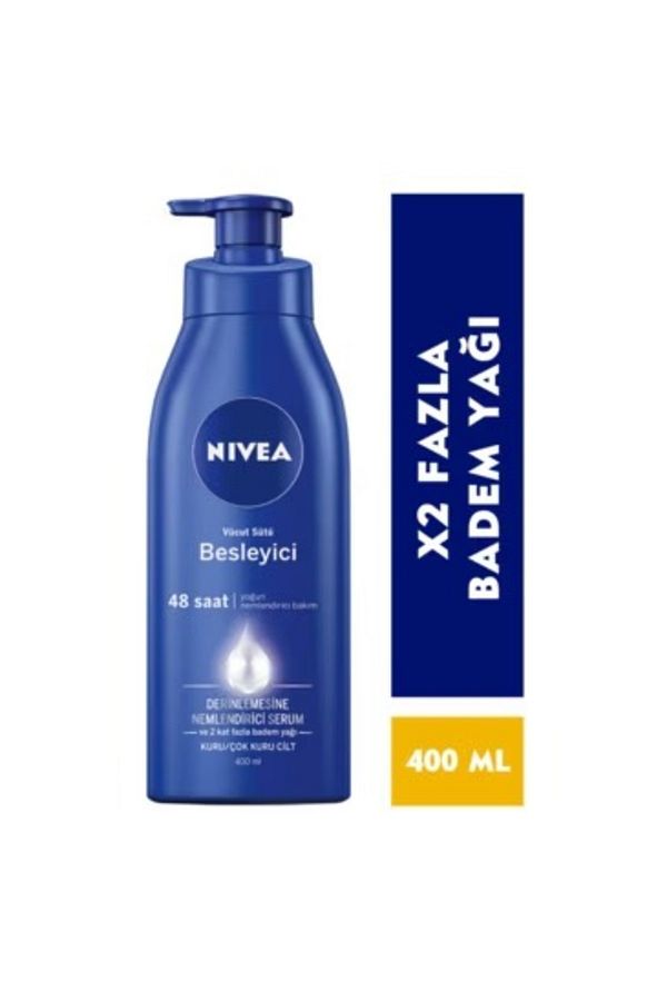 NIVEA-48 Hour Moisturizing Nourishing Body Milk - Vitamin E and Almond Oil 400 ml Dry and Very Dry Skin 1