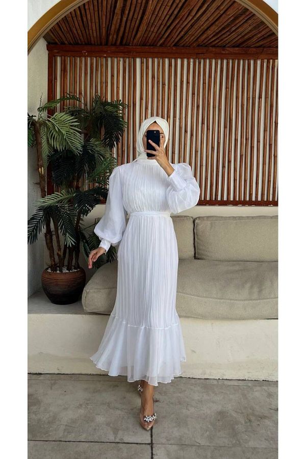 waw tesettur Plus Size Dress White Pencil skirt Trendyol