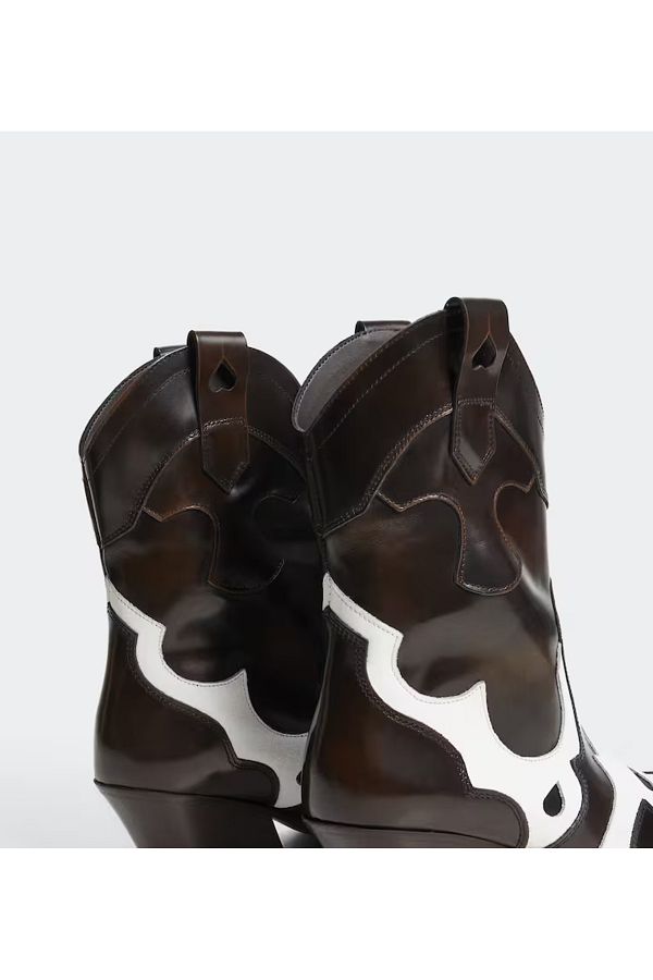 Mango leather cowboy ankle boots 2025