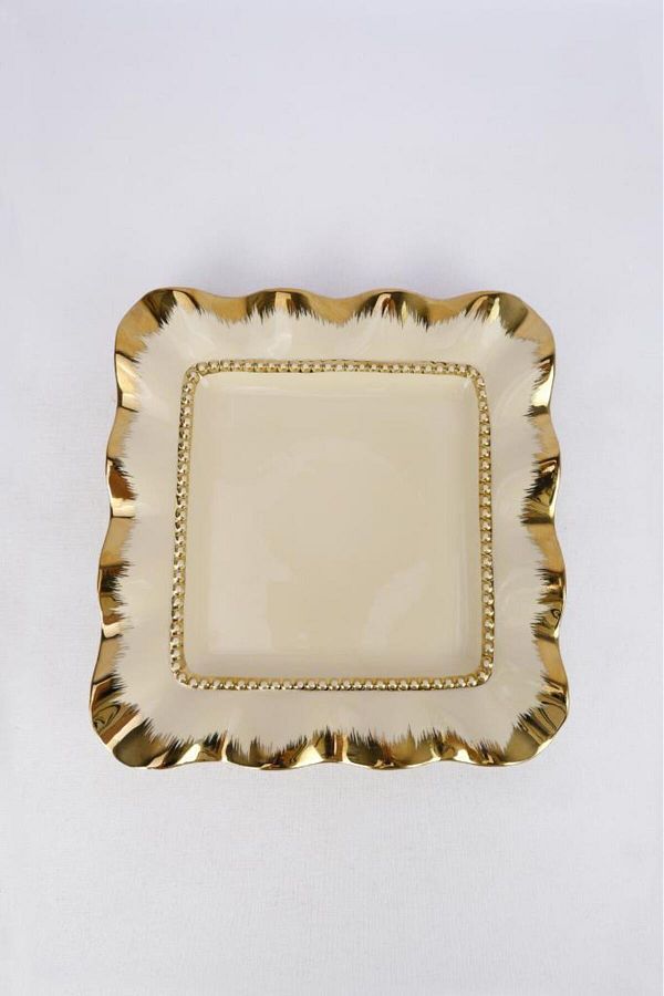 Digithome-Avangarde Porcelain Square Presentation and Serving Plate 26 Cm Gold – Gbo 055 C320.113 1