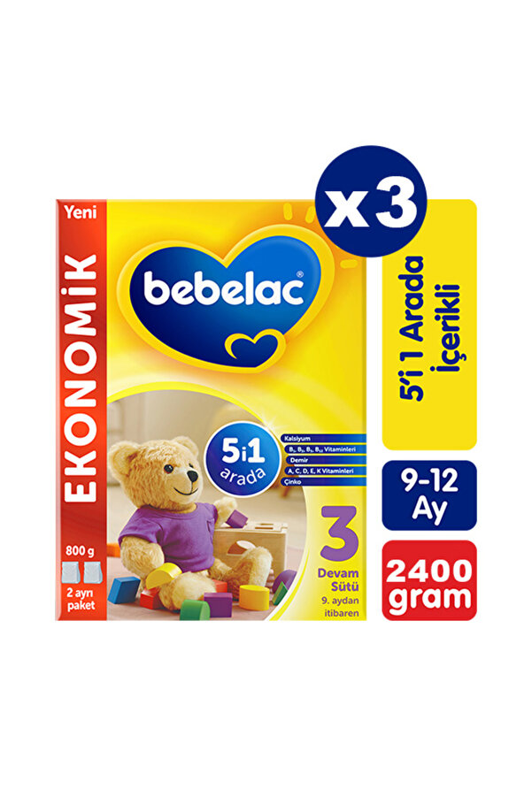Bebelac 3 Devam Sütü 800 gr X 3 Adet
