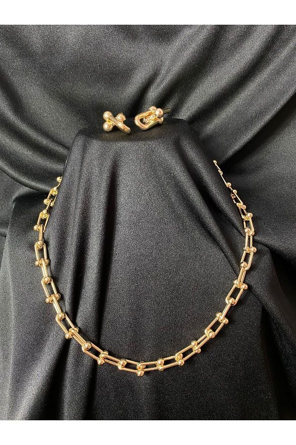 Passionis Jewelry Gold Tiffany Chain Simple Necklace Bracelet