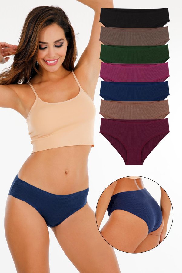 Sensu Women's Ribbed 7-Piece Panties Set Mixed Colors Kts3021