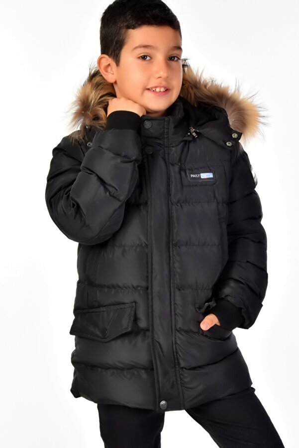 Benittokids Natural Fur Boy Puffer Coat 51246- Trendyol