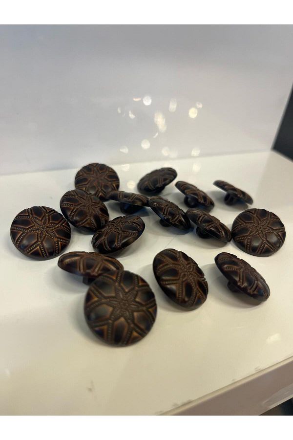 Taşkın Aksesuar-Coffee Button with Handle 2cm (15 Pieces) Polyester Accessory Ornamental Pillow Sofa Cushion Patterned Round 1