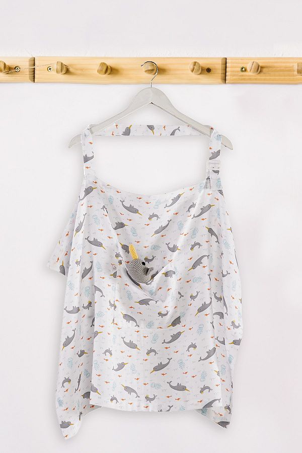 tinylamb-Unicorn Fish Muslin Breastfeeding Apron 60x90 1