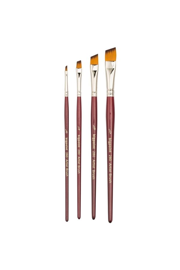 Bigpoint-280 Series Synthetic Side Cut Brush No: 1/2-1/4-1/8-3/8 (Set of 4) 1 Set 1
