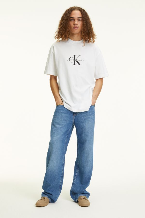 Calvin Klein Bright White Illuminated Monogram Logo Body Stretch T-Shirt,  Size Large J321661-YAF - Apparel - Jomashop