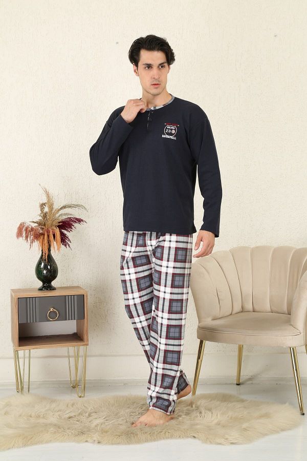 Rimoli 100 Cotton Single Jersey Plaid Men s Pajama Set 2105 Trendyol