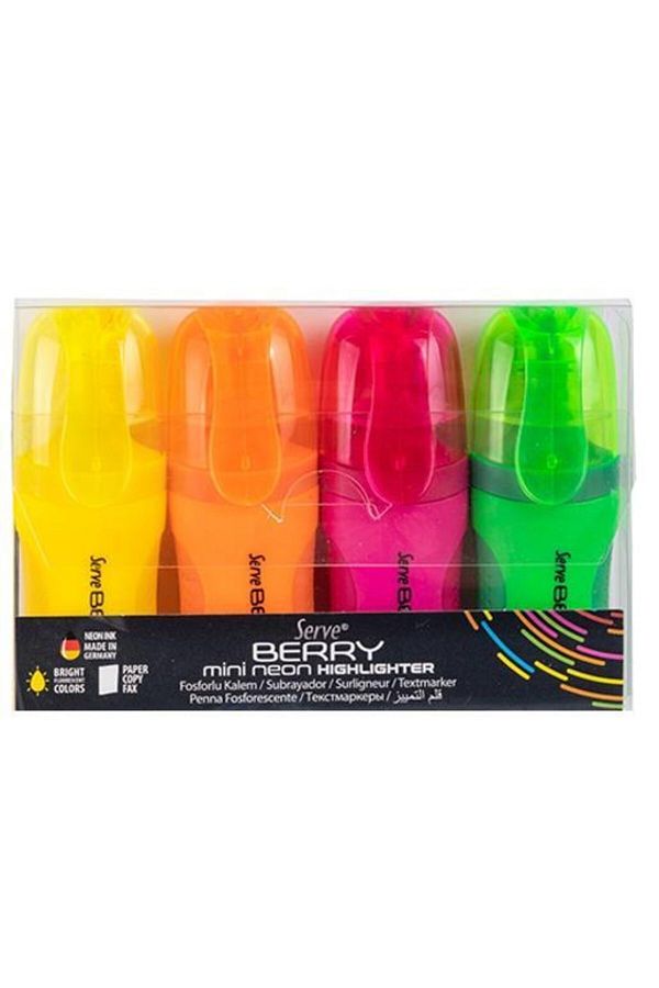 Serve-Berry Mini Highlighter Neon Set of 4 1