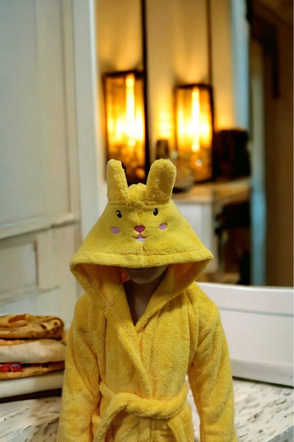 Mislina Home Wellsoft Young Children s Dressing Gown Plush Bathrobe Yellow Trendyol