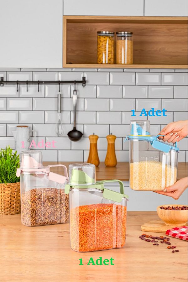 AHİR TİCARET-New Generation Multifunctional Storage Container 1800 ml 3 Pieces 1