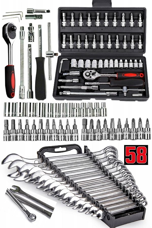 STAXX POWER-Germany 46+12 Piece Socket Set Automatic Ratchet 1/4" Combined Open Mouth-Star Wrench Set Set 1