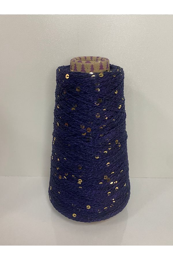 göçer-Navy blue 1.5 polyester 4 nm visual net with gold sequins 200 g 1