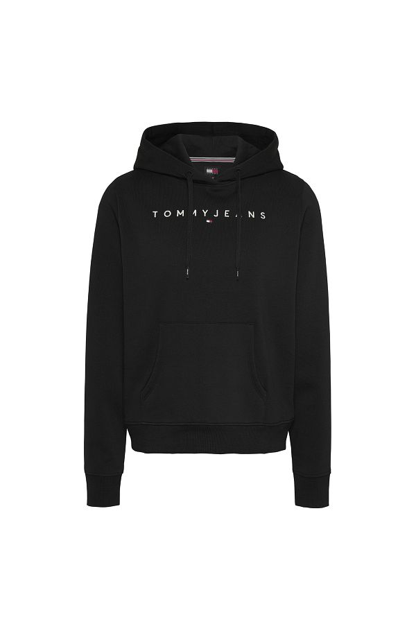 Tommy Jeans-هوديي طوق عادي أسود المرأة البلوز TJW REG LINEAR HOODIE 1