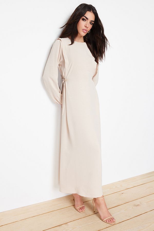 Trendyol Modest-Aerobin-Kleid mit Seilbindung und elastischen Ärmeln – Steingürtel TCTSS22EB00104 1