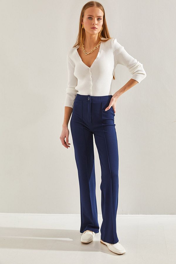 Bianco Lucci-Kastanienbraune Palazzo-Hose für Damen 1