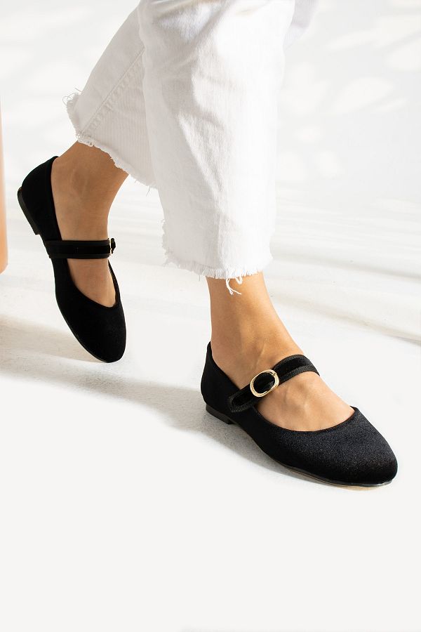 M RADA SCARPA Mary Jane Women s Flats Velvet Black Bery Trendyol
