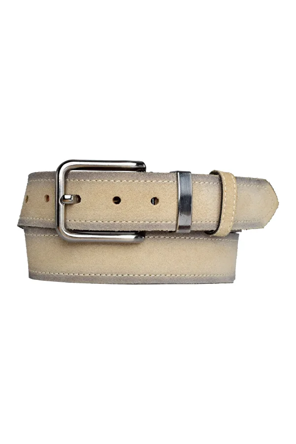GoDeri-Genuine Leather, Black Nickel Set Buckle 4 Cm Suede Cream Women's Belt; Jeans, Sports Belt = nickel.set76 1