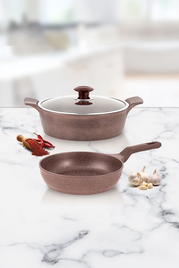CVS-Dn 20032 3 Piece Cast Iron Pot Set (26+26 cm) Red 1
