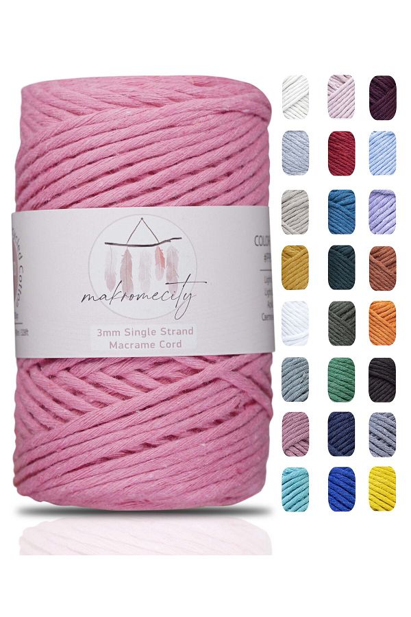 Makromecity-Scalloped Macrame Thread 3mm Scalloped Cotton Macrame Thread Macrame Thread Candy Pink 1