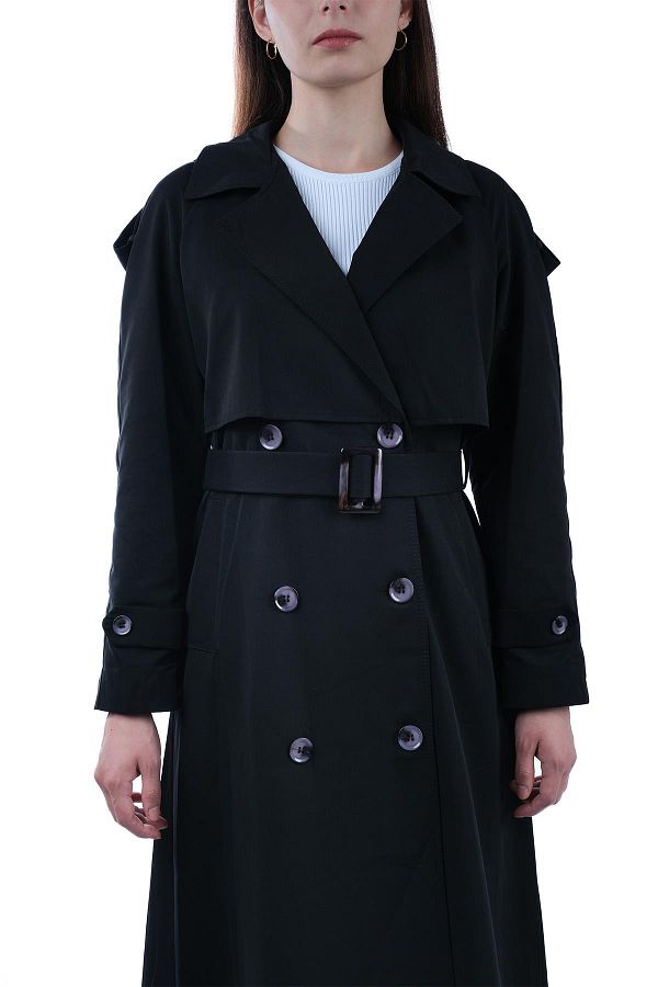 Form fitting trench coat top