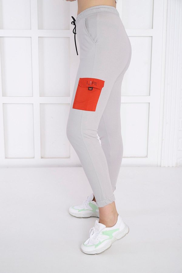 Escetic Gray Women s Tight Elastic Leg Breathable USA Pique Sports Slimfit Sweatpants B1201 Trendyol