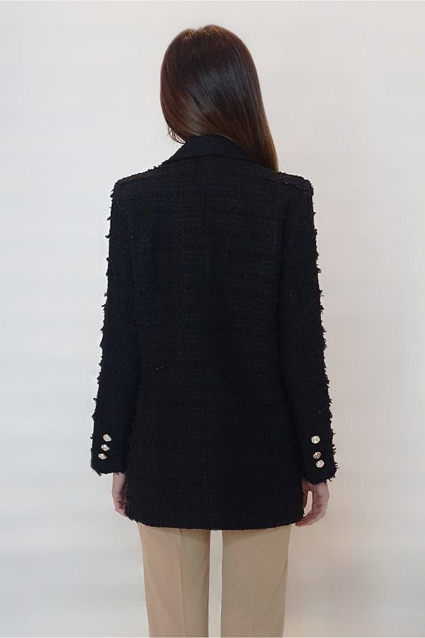 oyaguler WOMEN S BLACK CHANEL SINGLE BUTTON BLAZER TUVET JACKET YY101087 Trendyol