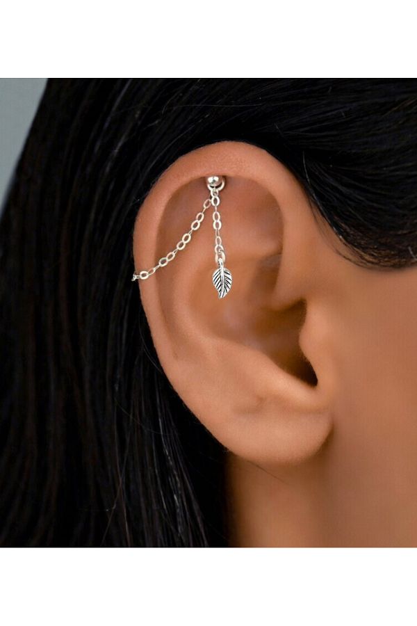 TakıConcept-Magnetic Non-Perforated Cartilage Earrings, Fake Earrings, Helix Earrings Leaf Earrings 1