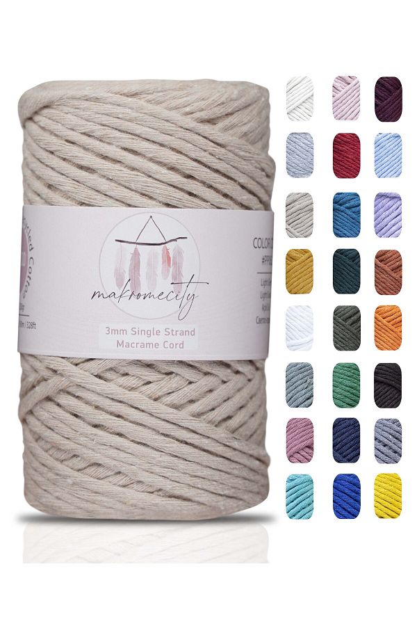 Makromecity-Scalloped Macrame Thread 3mm Scalloped Cotton Macrame Thread Macrame Thread Milk Coffee 1