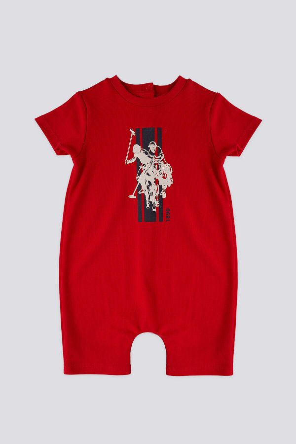 All red polo jumpsuit top