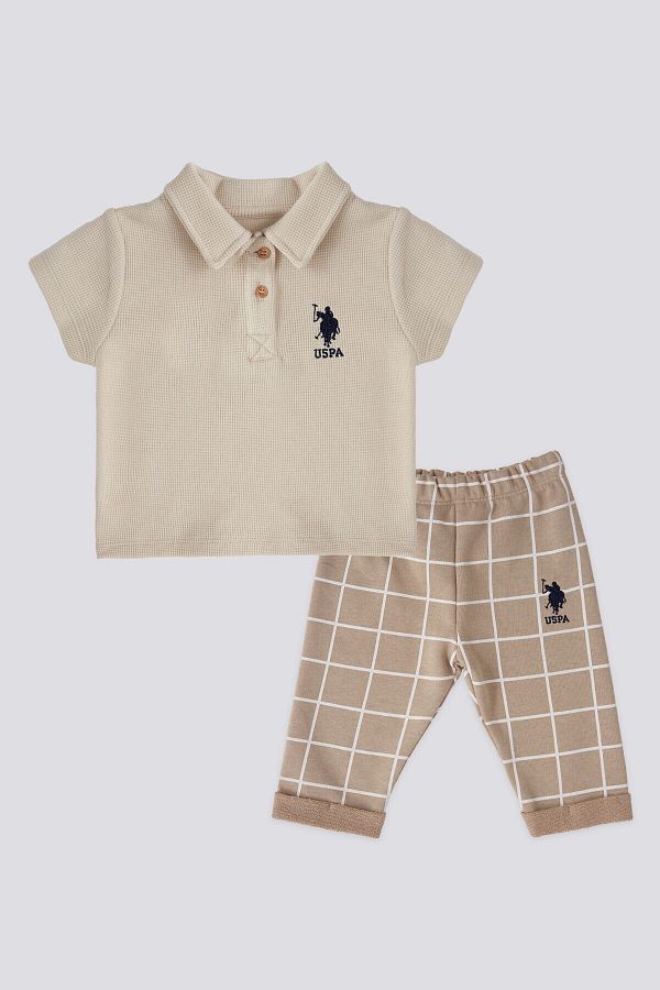 U.S. Polo Assn. U.S. Polo Assn Licensed Storey Cream Baby Boy Set