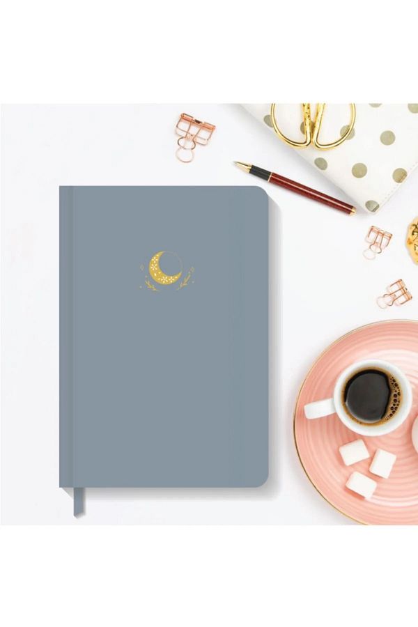 AKILLICA-13x21 Cm Short Cut Notebook - Dotted Notebook with Elastic and Hard Cover, Gray 1
