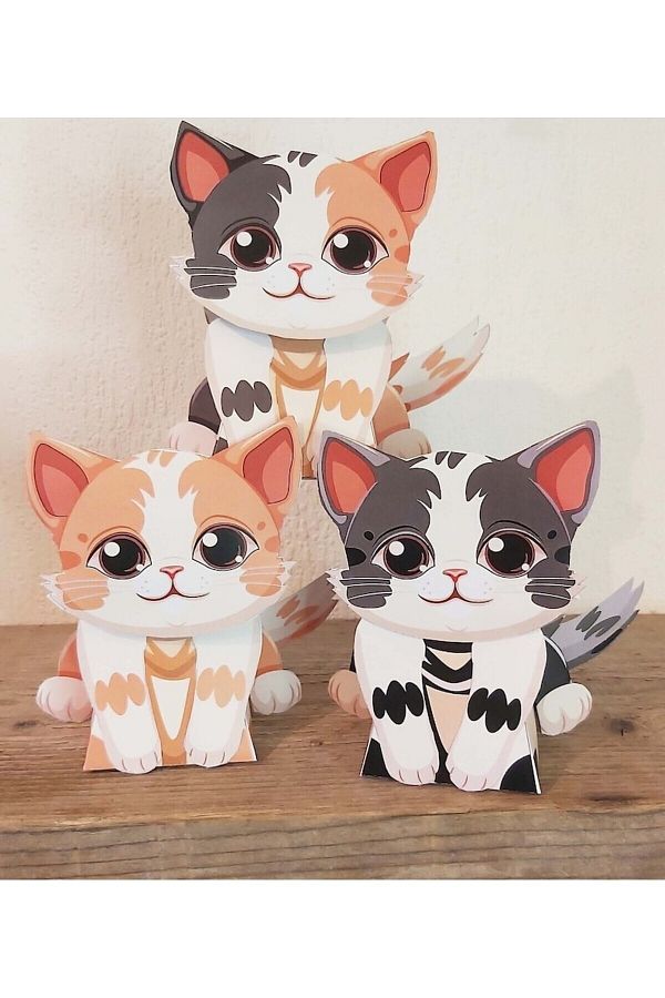 EL YAPIMI-Psacraft School Project 3D Cat Model Hand Skill Cut Paste Kids Play Set 1
