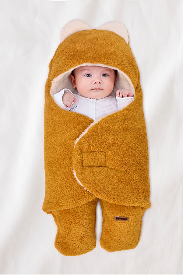 Beibons 0-12 Ay Çift Kat Elyaflı Bebek Dış Kundak- Pelüş Bebek Battaniyesi- Ayaklı Welsoft Bebek Uyku Tulumu