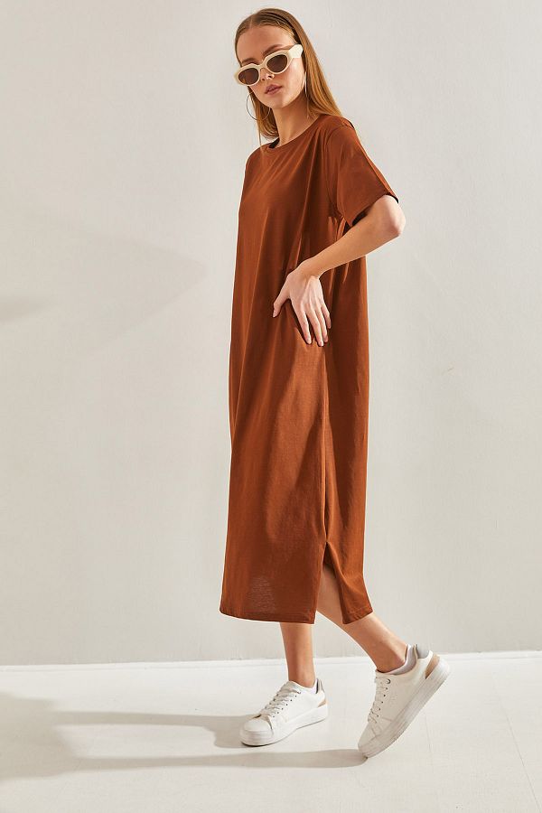 Bianco Lucci-Damen Basic Langes Kleid 1