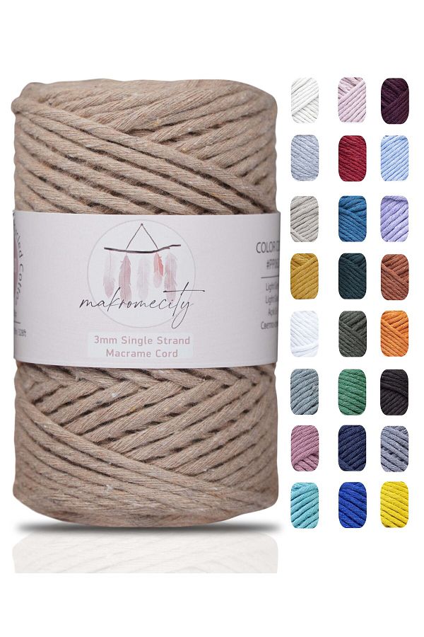 Makromecity-Scalloped Macrame Thread 3mm Scalloped Cotton Macrame Thread Macrame Thread Dark Beige 1
