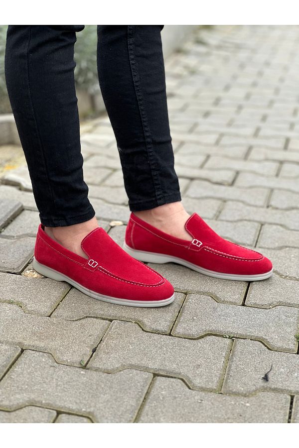 Treyler Ayakkab Men s Red Suede Loafer Shoes Classic Shoes Summer Shoes Trendyol