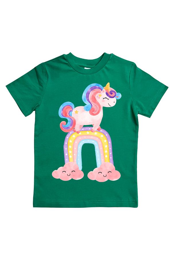 UNICORN-printed cotton combed cotton fabric summer children's T-shirt 1