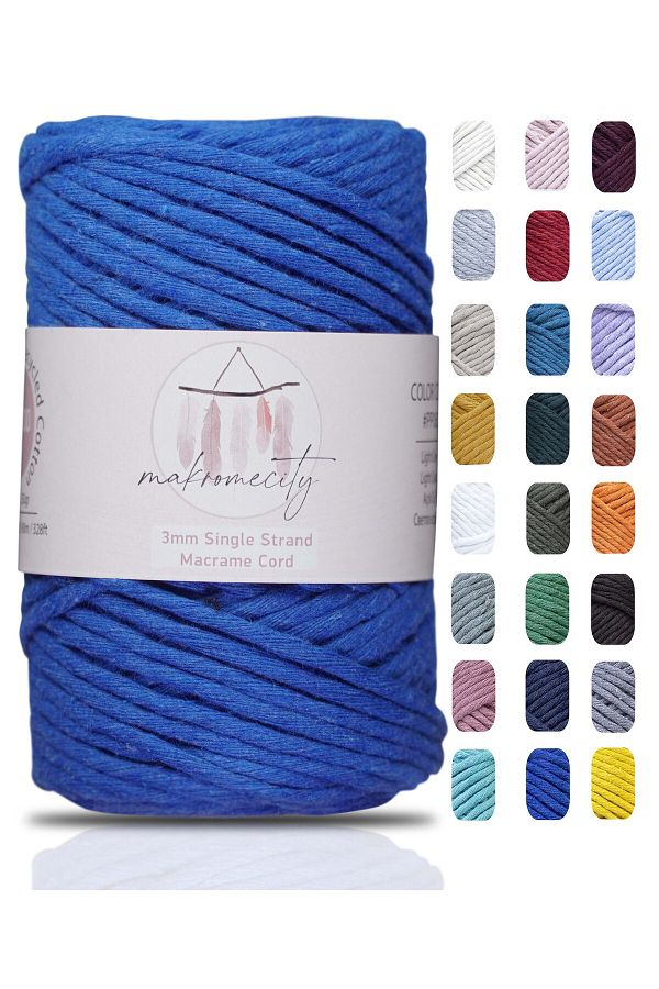 Makromecity-Scalloped Macrame Thread 3mm Scalloped Cotton Macrame Thread Macrame Thread Saks Blue 1