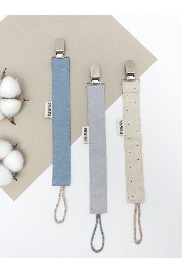 KARAMİLA 3’lü Set Bebek Emzik Askısı - Emzik Zinciri  - Yenidoğan Kumaş Askı