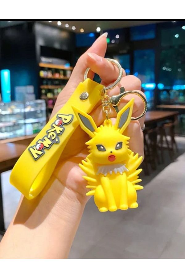 almakistersen-Pokemon Eevee Characters Evolution Jolteon Keychain and Bag Accessory 1