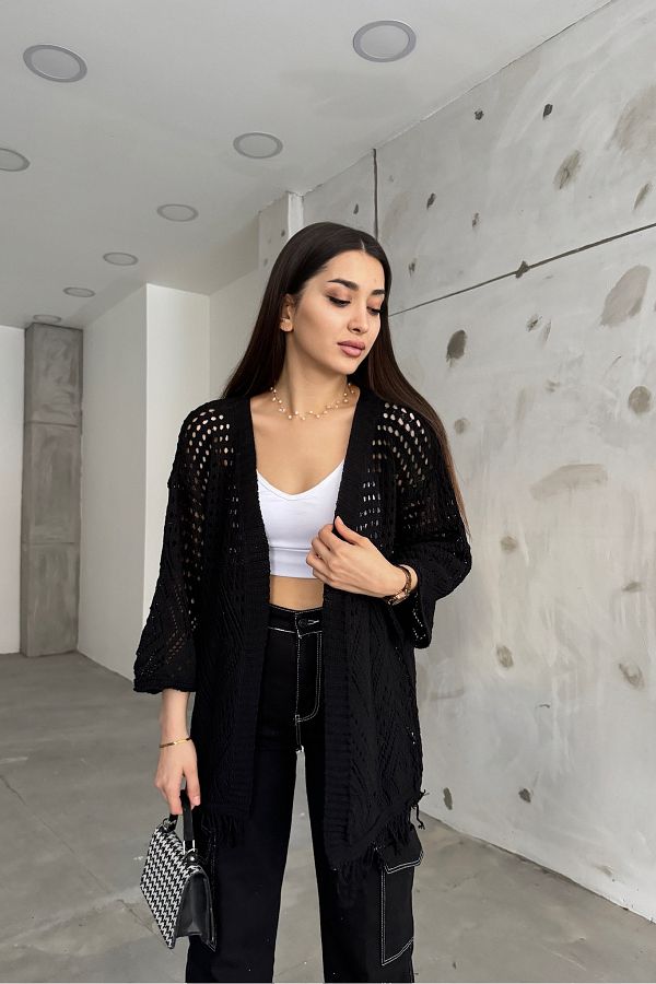 Black tassel cardigan shop