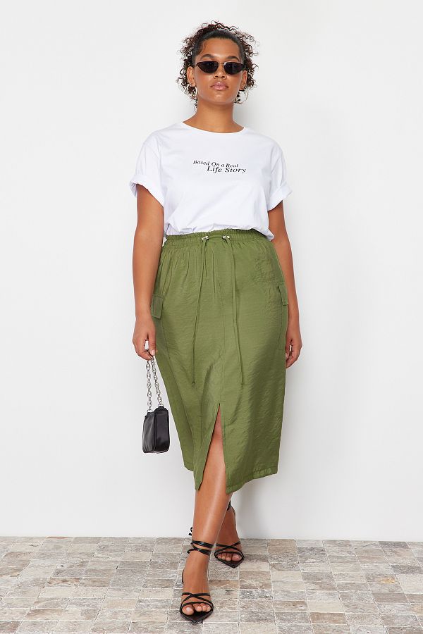 Khaki skirt curve best sale