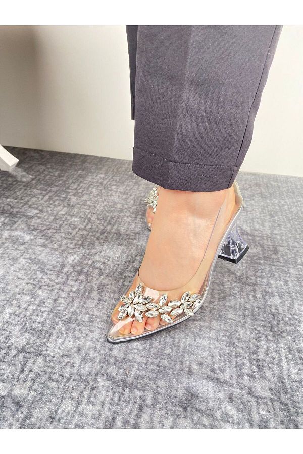 Ressome Cinderella Model Transparent Shoes with Stones Trendyol