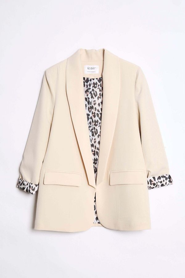 Robin-Rayne Cuffs Blazer Jacket with Leopard Pattern 1