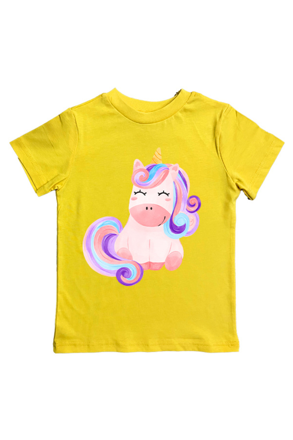 UNICORN-лятна детска тениска с щампа от пениран памук 1