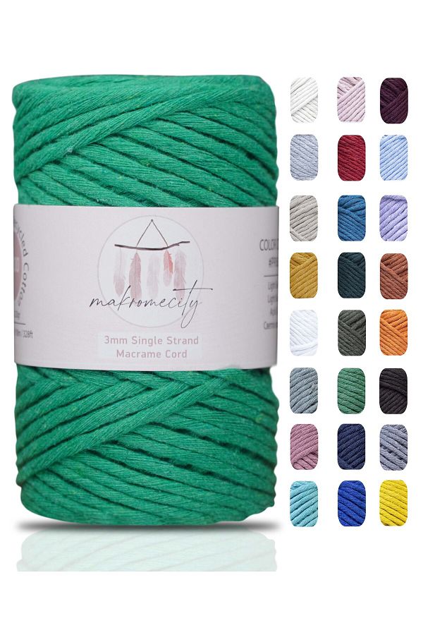 Makromecity-Scalloped Macrame Thread 3mm Scalloped Cotton Macrame Thread Macrame Thread Benetton Green 1