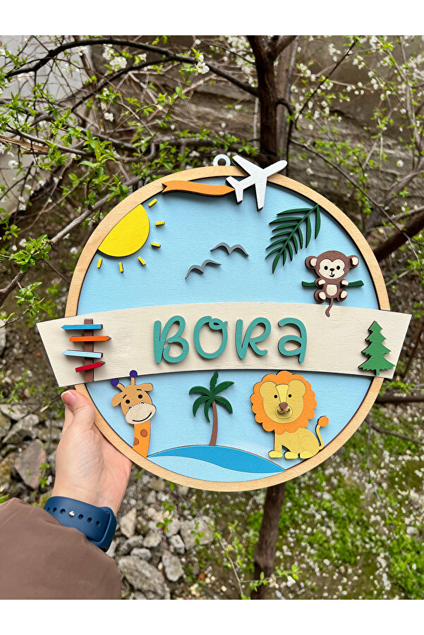 Baykuş Craft Mimarlık Özel Tasarım Hediyelik Doğa Konsept Safari Hayvanlı Aslan Zürafa Bebek Ahşap Hastane Kapı Süsü